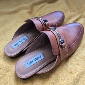 Steve Madden Brown Leather Mule Loafers Size 8